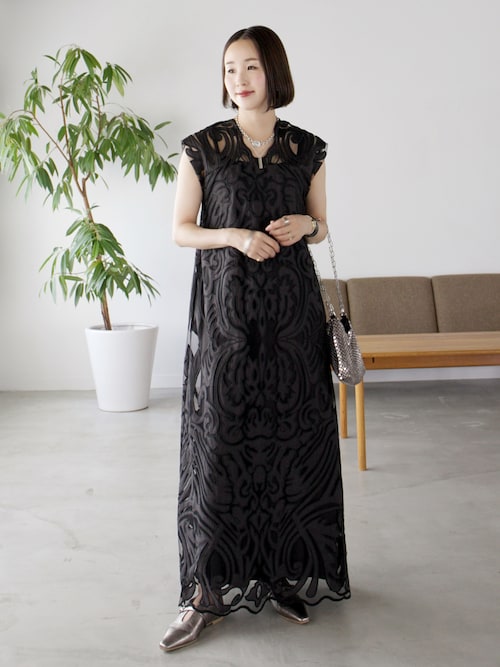 Ameri（アメリ）の「MEDI 2WAY BAROQUE LEAF LACE DRESS