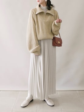 「GRL（グレイル）のプリーツスカート（スカート）」を使った、陽さん（レディース・156cm）の冬コーディネート