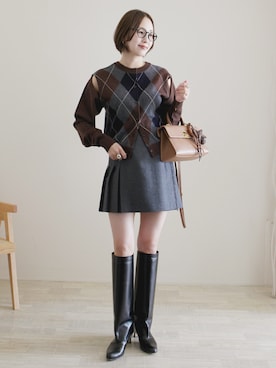 「CLANE（クラネ）のアイテム」を使った、陽さん（レディース・156cm）の冬コーディネート