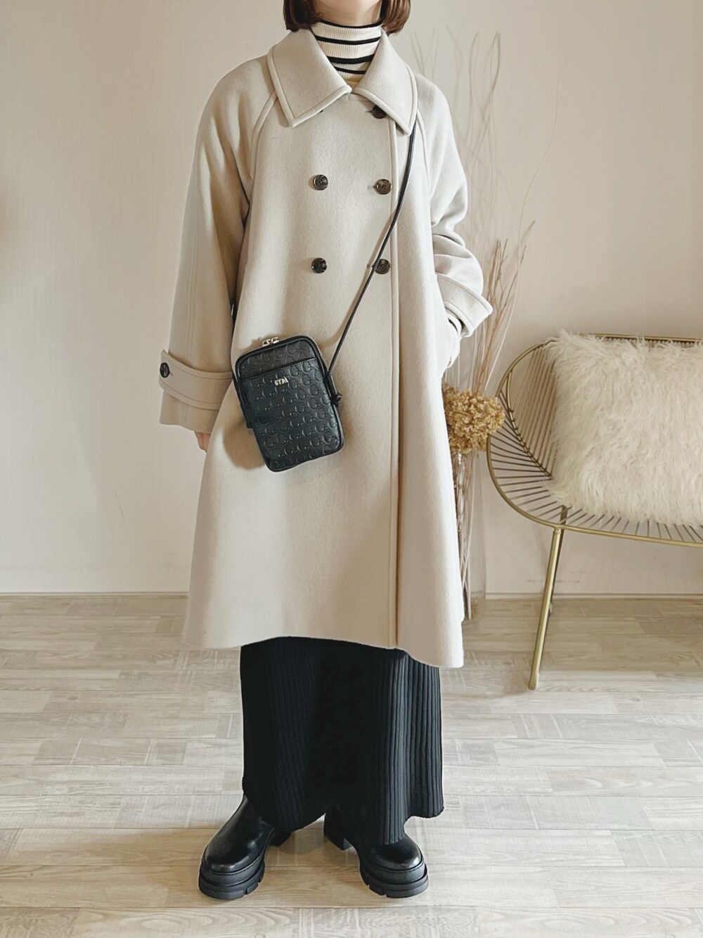 ダブルボタン Aライン コート EMMEL REFINES