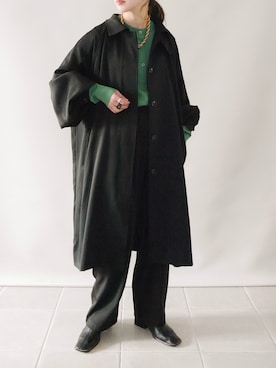 「ECRIRE（エクリール）のアイテム（ステンカラーコート）」を使った、陽さん（レディース・156cm）の冬コーディネート