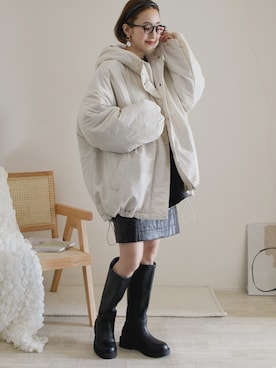 「andme（アンドミー）のアイテム（ジャケット/アウター）」を使った、陽さん（レディース・156cm）の秋コーディネート