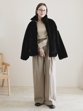 「アイテム（チョーカー）」を使った、陽さん（レディース・156cm）の冬コーディネート