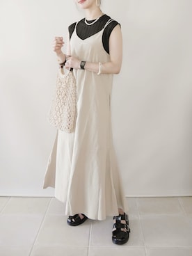 「リエディ」｜「アイテム（ジャンパースカート）」を使った、陽さん（レディース・156cm）の夏コーディネート