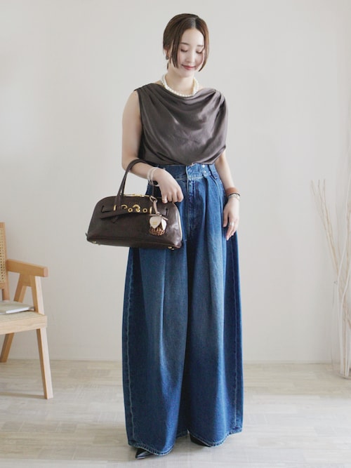 25年 美品 JOURNAL STANDARD ビッグタックワイドデニムパンツ ビッグタックワイドデニムパンツ（デニムパンツ・ジーンズ