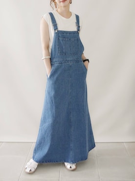 「AMERICAN HOLIC」｜「アイテム（ジャンパースカート）」を使った、陽さん（レディース・156cm）の夏コーディネート