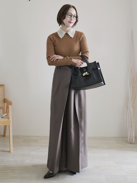 「STUDIOUS(ステュディオス)のアイテム(パンツ)」を使った、陽さん(レディース・156cm)の春コーディネート