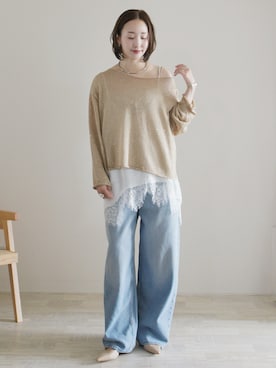 「e.m.（イーエム）のアイテム（リング）」を使った、陽さん（レディース・156cm）の春コーディネート