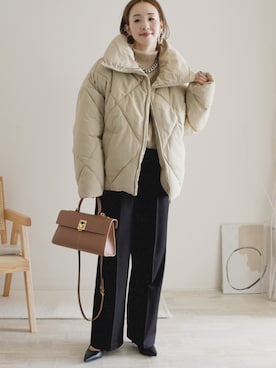 「Re:EDIT（リエディ）のアイテム（ダウンジャケット/コート）」を使った、陽さん（レディース・156cm）の秋コーディネート