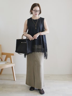 「MARNI（マルニ）のアイテム」を使った、陽さん（レディース・156cm）の夏コーディネート