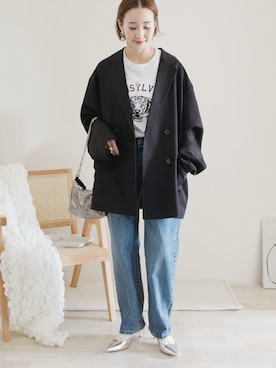 「DISCOAT（ディスコート）のアイテム（ジャケット/アウター）」を使った、陽さん（レディース・156cm）の冬コーディネート