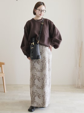 「アイテム（メガネ）」を使った、陽さん（レディース・156cm）の冬コーディネート