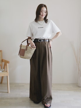 「JIL SANDER（ジルサンダー）のアイテム」を使った、陽さん（レディース・156cm）の夏コーディネート