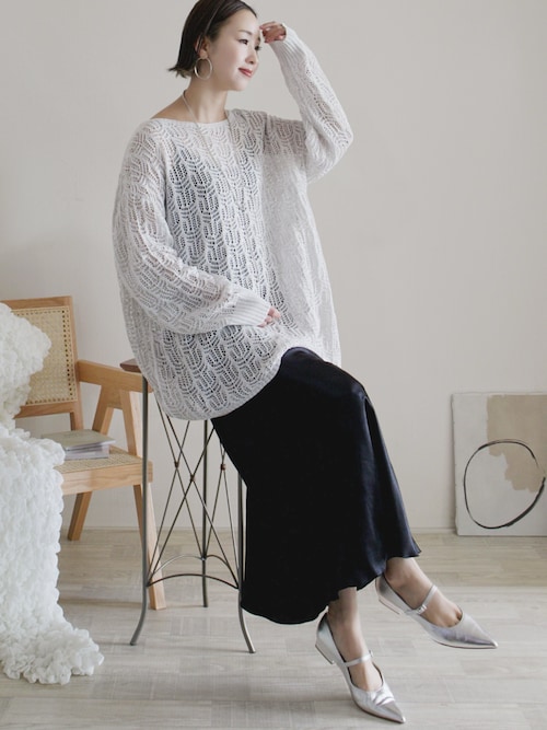 み*り様 HIRO初期 ブラック 透け感ニット　激レア　KIDILL セール】【mily bilet】女性らしさ滲み出る透け感が魅力。透かし編み