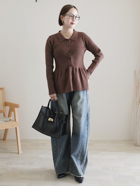 「アイテム（チョーカー）」を使った、陽さん（レディース・156cm）の秋コーディネート