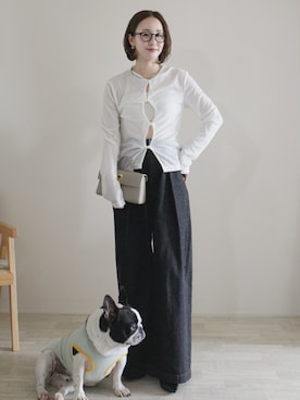 「アイテム（チョーカー）」を使った、陽さん（レディース・156cm）の春コーディネート