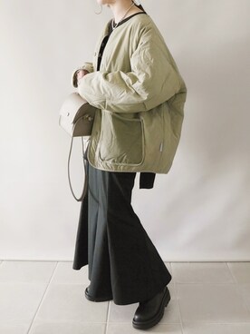 「STARTING OVER」｜「アイテム（ノーカラージャケット）」を使った、陽さん（レディース・156cm）の秋コーディネート