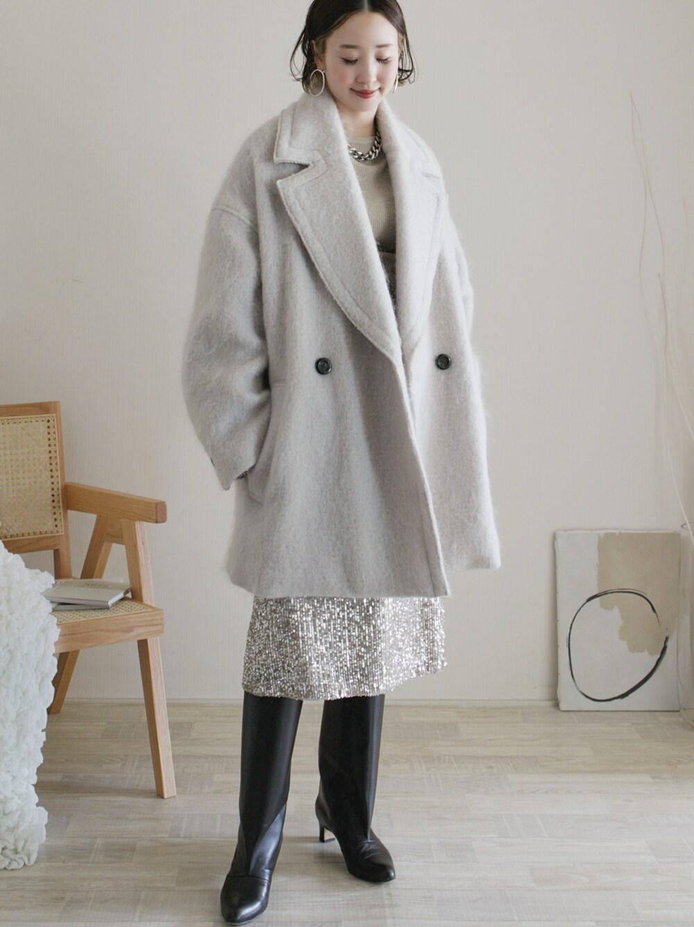 MAISON SPECIALモヘアシャギーチェスターコート白【人気商品】 MAISON SPECIAL（メゾンスペシャル）の「Mohair Shaggy Coat/モヘア