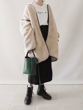 「Fizz（フィズ）のアイテム（ノーカラージャケット）」を使った、陽さん（レディース・156cm）の秋コーディネート