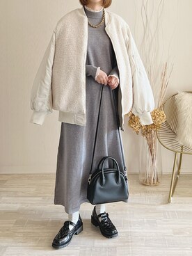 「earth music&ecology（アースミュージックアンドエコロジー）のアイテム（その他アウター）」を使った、陽さん（レディース・156cm）の秋コーディネート