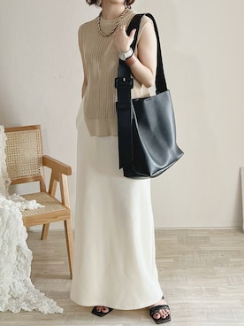 「CENE（セネ）の【CENE】セネ/ ビッククロスリング（リング）」を使った、陽さん（レディース・156cm）の夏コーディネート