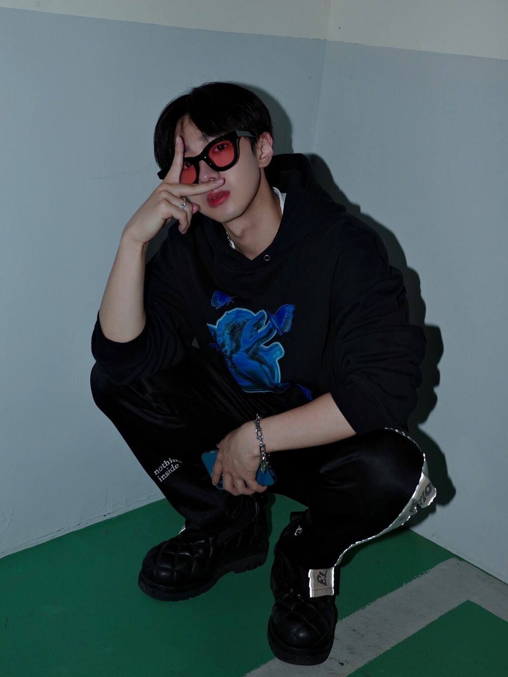 「ootd」｜「BOTTEGA VENETAのアイテム（シューズ、ブラック系）」を使った、Haochanghxxさん（メンズ・165cm）の春コーディネートの1枚目の写真