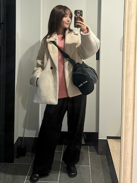 「EMMEL REFINES（エメルリファインズ）のアイテム」を使った、前田希美さん（レディース・159cm）の冬コーディネート