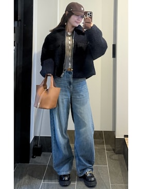 「GUCCI（グッチ）のアイテム」を使った、前田希美さん（レディース・159cm）の冬コーディネート