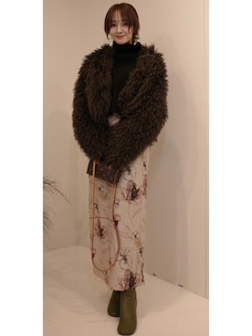 「アイテム（ダッフルコート）」を使った、前田希美さん（レディース・159cm）の冬コーディネート