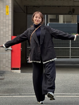 「アイテム（テーラードジャケット）」を使った、前田希美さん（レディース・159cm・30代）の秋コーディネート