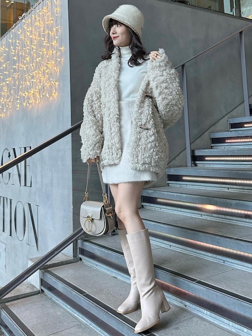 CLANE CURL FUR SHORT かたくっ COAT ホワイト クラネ