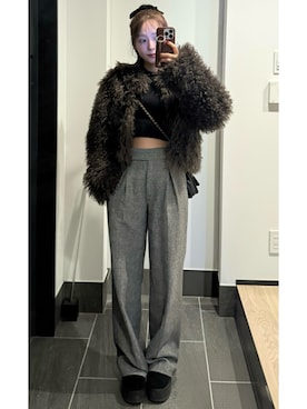 「アイテム（ダッフルコート）」を使った、前田希美さん（レディース・159cm）の冬コーディネート