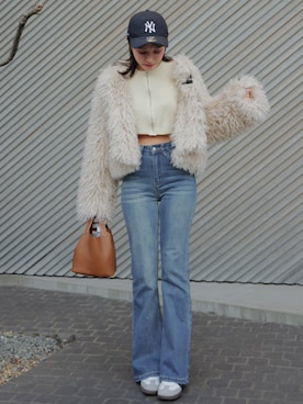 前田希美さん（レディース・159cm）の冬コーディネート