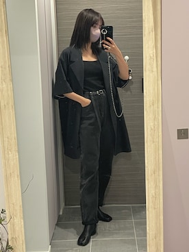 「CLANE（クラネ）のアイテム（タンクトップ）」を使った、前田希美さん（レディース・158cm）の秋コーディネート