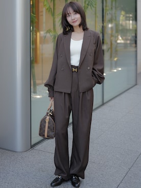 「HERMES（エルメス）のアイテム」を使った、前田希美さん（レディース・159cm）の秋コーディネート