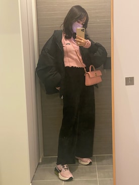 「ALAND（エーランド）のアイテム」を使った、前田希美さん（レディース・158cm）の冬コーディネート