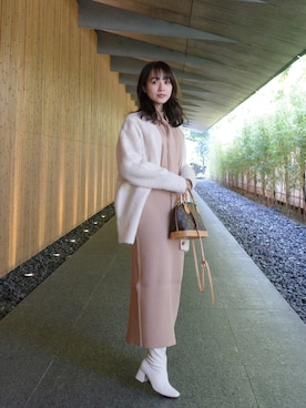 「LILY BROWN（リリーブラウン）のアイテム（トップス）」を使った、前田希美さん（レディース・158cm）の冬コーディネート