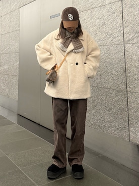 「アイテム（帽子）」を使った、前田希美さん（レディース・159cm・30代）の秋コーディネート