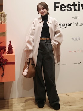 「アイテム（テーラードジャケット）」を使った、前田希美さん（レディース・159cm）の秋コーディネート