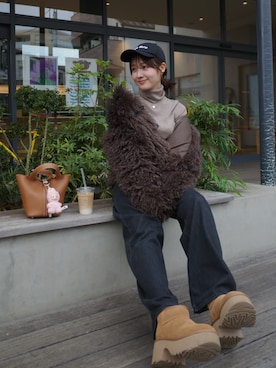 「ファーコート」｜「アイテム（ジャケット/アウター）」を使った、前田希美さん（レディース・159cm）の冬コーディネート