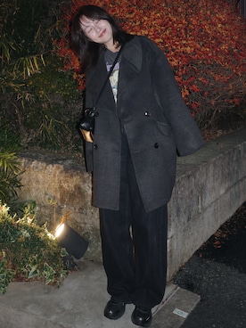 「アイテム（ピーコート）」を使った、前田希美さん（レディース・159cm・30代）の冬コーディネート