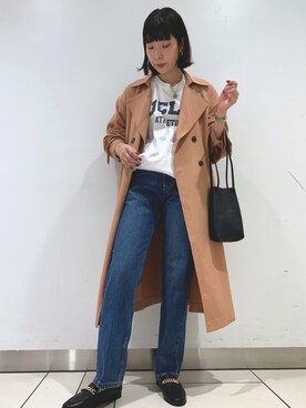 「アイテム（トレンチコート、オレンジ系）」を使った、maさん（レディース・159cm）の秋コーディネート