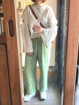 「#秋コーデ」｜「アイテム（スラックス）」を使った、emmaさん（レディース・162cm）の秋コーディネート