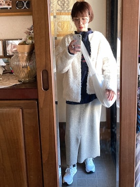 「green label relaxing（グリーンレーベルリラクシング）のアイテム（ブルゾン）」を使った、emmaさん（レディース・162cm）の冬コーディネート