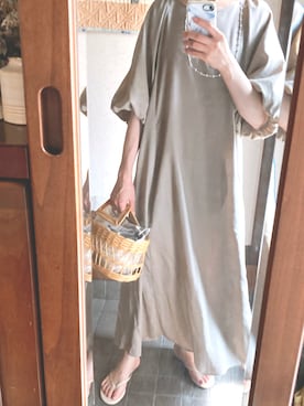 「green label relaxing（グリーンレーベルリラクシング）のアイテム（かごバッグ）」を使った、emmaさん（レディース・162cm）の夏コーディネート