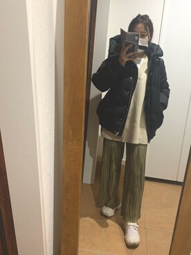 「Guess（ゲス）のアイテム（ダウンジャケット/コート）」を使った、makkoさん（レディース・149cm）の冬コーディネート