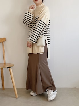 「しまむら（シマムラ）のアイテム（スカート）」を使った、yumi.さん（レディース・151cm）の冬コーディネート