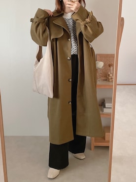 「秋トレンド2021」｜「アイテム（トレンチコート）」を使った、yumi.さん（レディース・151cm）の秋コーディネート