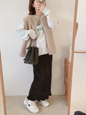 「しまむら（シマムラ）のアイテム（スカート）」を使った、yumi.さん（レディース・151cm）の冬コーディネート