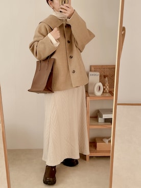 「しまむら（シマムラ）のアイテム（ジャケット/アウター）」を使った、yumi.さん（レディース・151cm）の冬コーディネート